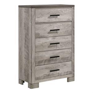 bowery hill contemporary 5-drawer chest in light gray