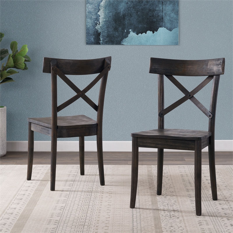 Bowery Hill Contemporary Wooden Side Chair (Set of 2)