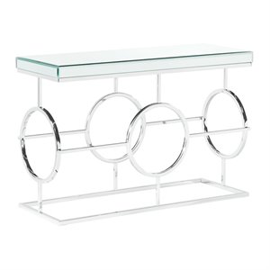 Bowery Hill Contemporary Rectangle Mirrored Sofa Table