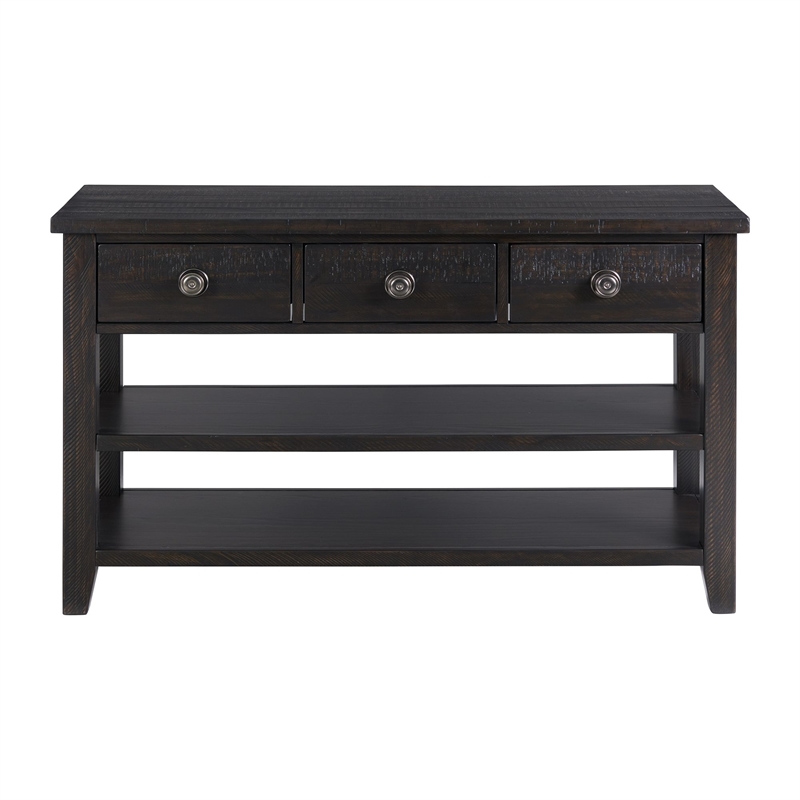 Bowery Hill Contemporary 3-Drawer Sofa Table in Espresso