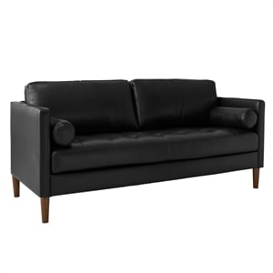 bowery hill contemporary button tufting  loveseat in black