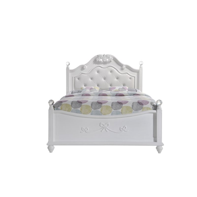 Bowery Hill Contemporary Solid Wood 5 Piece Full Bedroom Set in White