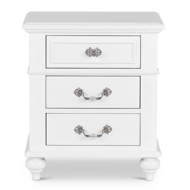 Bowery Hill Contemporary Solid Wood 5 Piece Full Bedroom Set in White