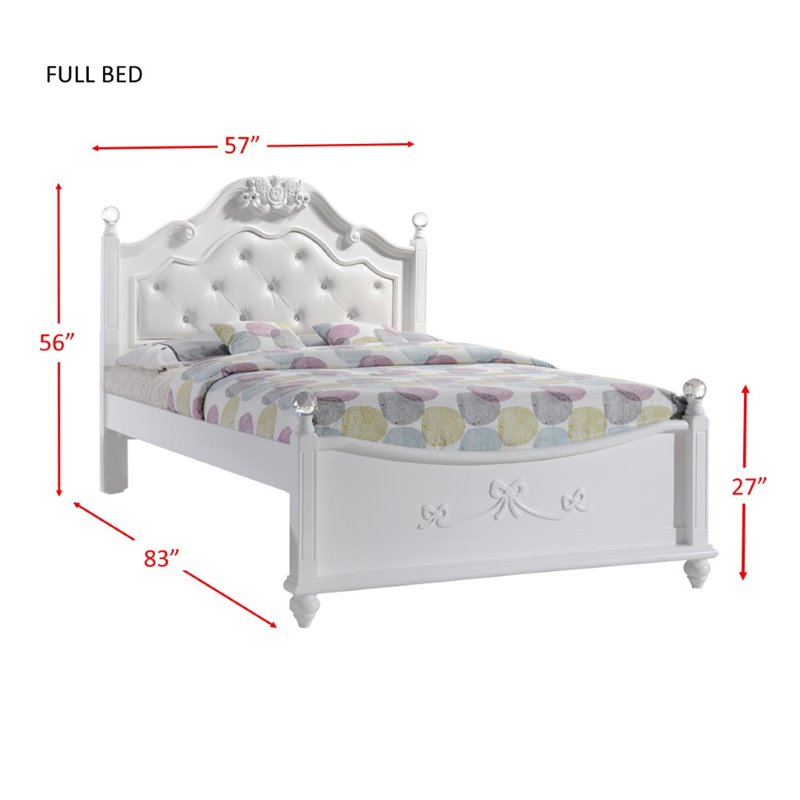 Bowery Hill Contemporary Solid Wood 5 Piece Full Bedroom Set in White