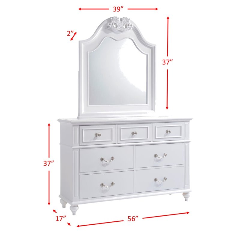 Bowery Hill Contemporary Solid Wood 5 Piece Full Bedroom Set in White