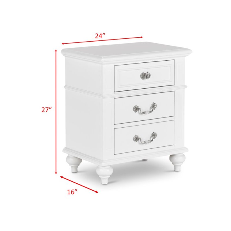 Bowery Hill Contemporary Solid Wood 5 Piece Full Bedroom Set in White