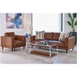 Bowery Hill Genuine Leather Fiero Tan Accent Chair Square 37