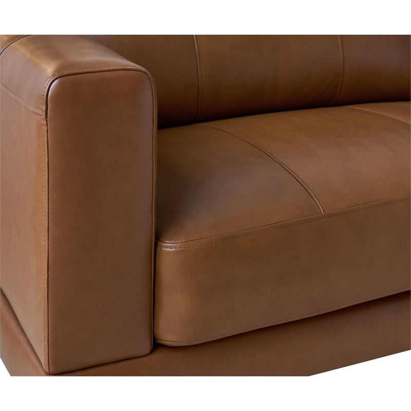 Bowery Hill Contemporary Genuine Leather Accent Chair in Fiero Tan