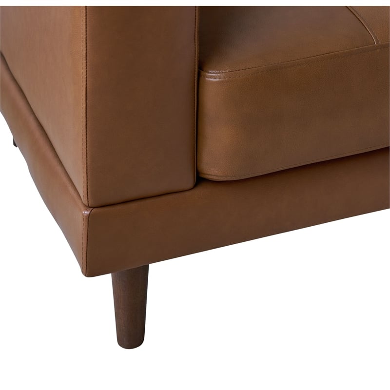 Bowery Hill Contemporary Genuine Leather Accent Chair in Fiero Tan