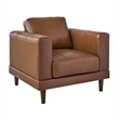 Bowery Hill Genuine Leather Fiero Tan Accent Chair Square 37