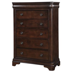 bowery hill contemporary 6 drawer solid wood chest in cherry