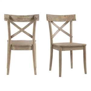 Bowery Hill Solid Wood Natural Side Chair X-Back Rustic 36&quotH Unassembled