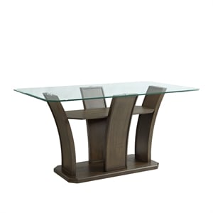 Bowery Hill Rectangular Glass Top Counter Dining Table in Dark Walnut