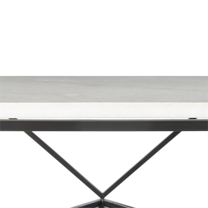Bowery Hill Square Marble Top Coffee Table in White/Black