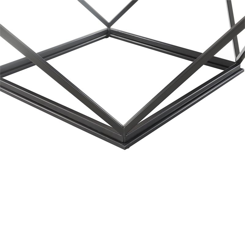 Bowery Hill Square Marble Top Coffee Table in White/Black