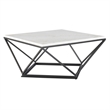 Bowery Hill Square Marble Top Coffee Table in White/Black