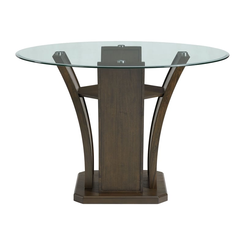 Bowery Hill 5 Piece Round Counter Height Dining Set in Brown