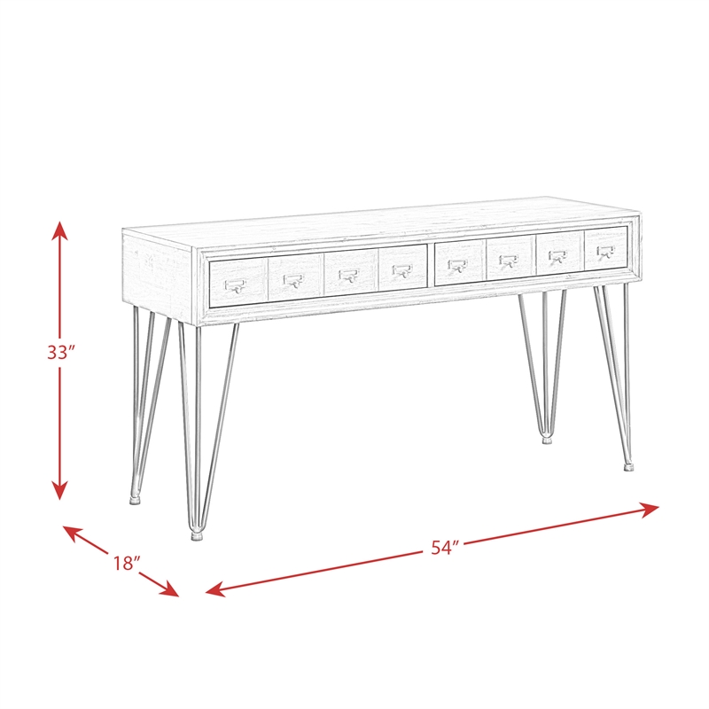 Bowery Hill Modern 2-Drawer Sofa Table in Light Walnut Finish