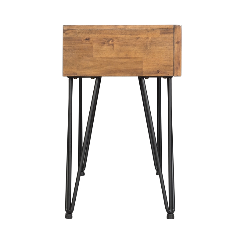 Bowery Hill Modern 2-Drawer Sofa Table in Light Walnut Finish