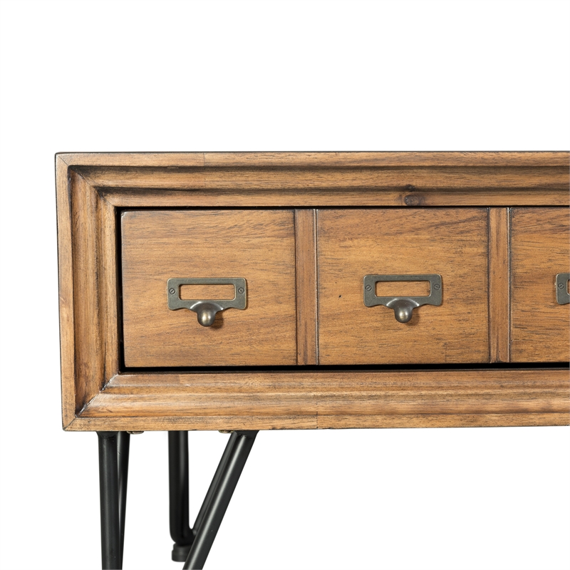 Bowery Hill Modern 2-Drawer Sofa Table in Light Walnut Finish