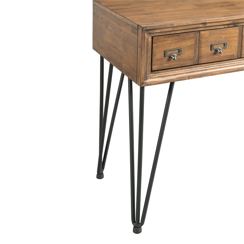 Bowery Hill Modern 2-Drawer Sofa Table in Light Walnut Finish