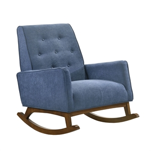 bowery hill contemporary button tufting  rocker chair in blue