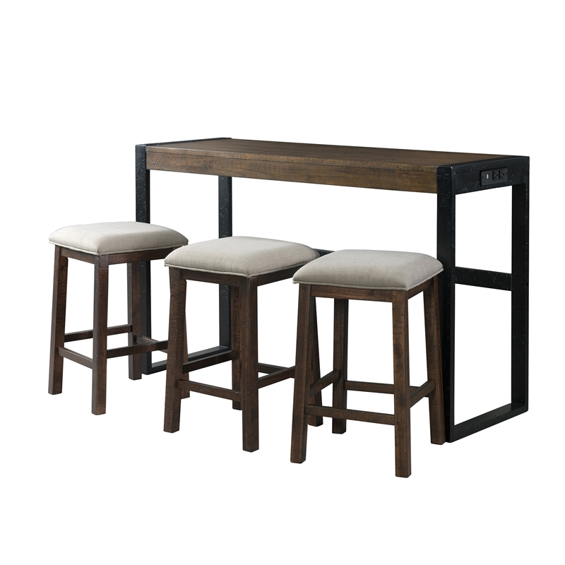 Bowery Hill Transitional Wood Brown Contemporary Multipurpose Bar Table Set