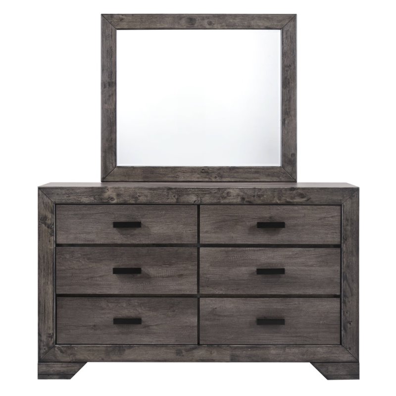 Bowery Hill Solid Wood 4 Piece King Panel Bedroom Set in Wire Brush Gray
