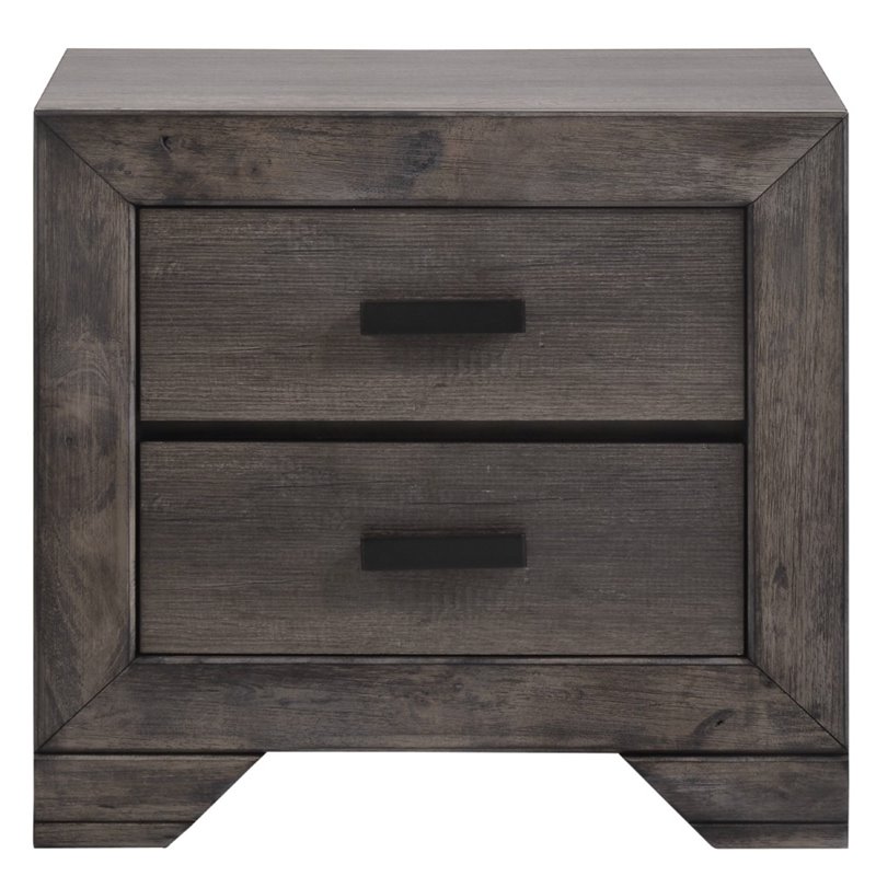 Bowery Hill Solid Wood 4 Piece King Panel Bedroom Set in Wire Brush Gray