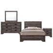 Bowery Hill Solid Wood 4 Piece King Panel Bedroom Set in Wire Brush Gray