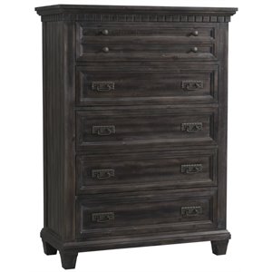 bowery hill modern solid acasia wood chest in smokey gray oak