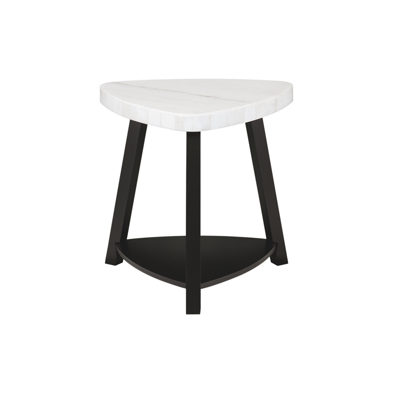 Bowery Hill Modern White Marble Top End Table in White Marble
