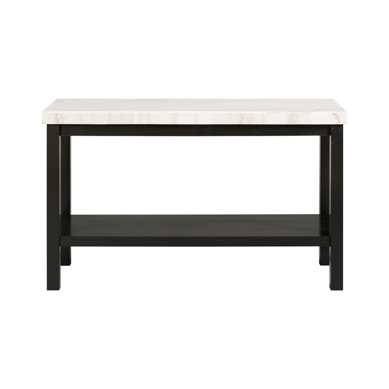 Bowery Hill Wood Frame & Marble Top Console Table-White/Black