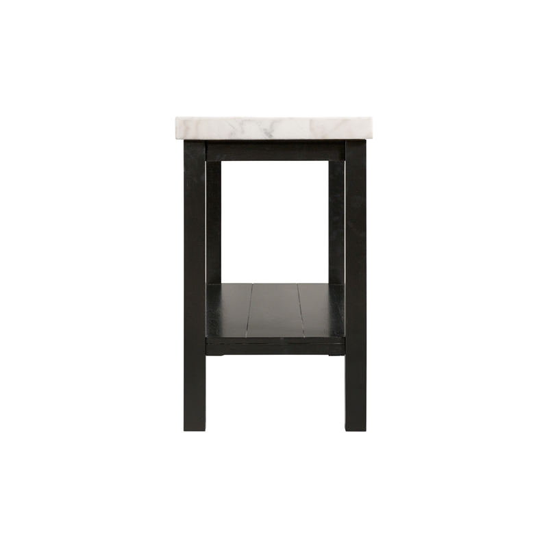 Bowery Hill Wood Frame & Marble Top Console Table-White/Black