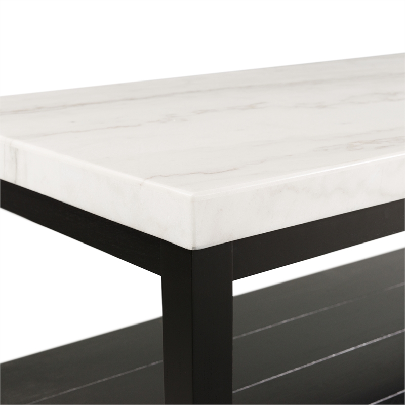 Bowery Hill Wood Frame & Marble Top Console Table-White/Black
