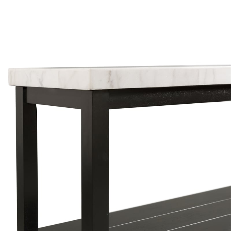 Bowery Hill Wood Frame & Marble Top Console Table-White/Black