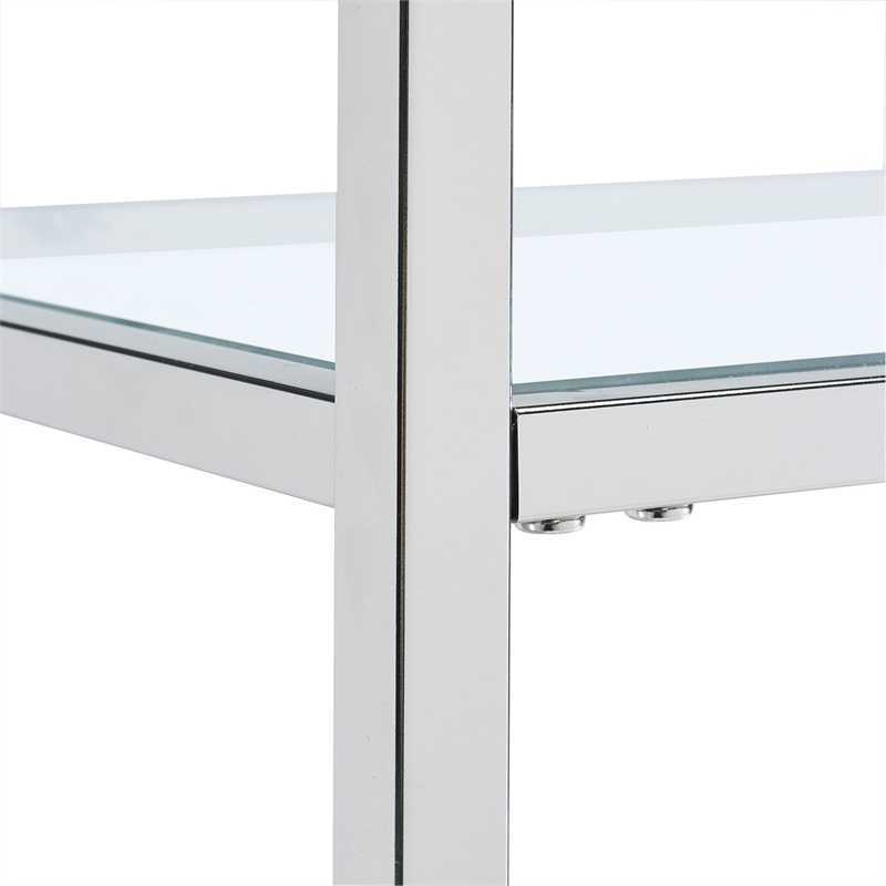 Bowery Hill Contemporary Clear Tempered Glass Serving Bar Cart