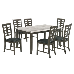 bowery hill mid-century 7pc standard height dining set in white