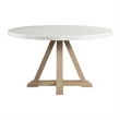 Bowery Hill Round Dining Table in White Marble Top/Natural Wood Base