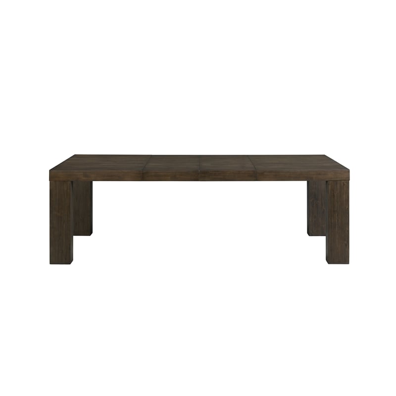 Bowery Hill Rectangle Wood Dining Table with 2 Leaves in Dark Walnut