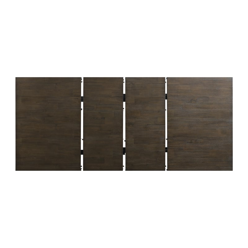 Bowery Hill Rectangle Wood Dining Table with 2 Leaves in Dark Walnut