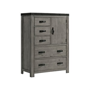 bowery hill modern solid wood 5-drawer gentleman's chest in gray
