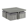 Bowery Hill Modern Coffee Table with Four Storage Stools in Grey