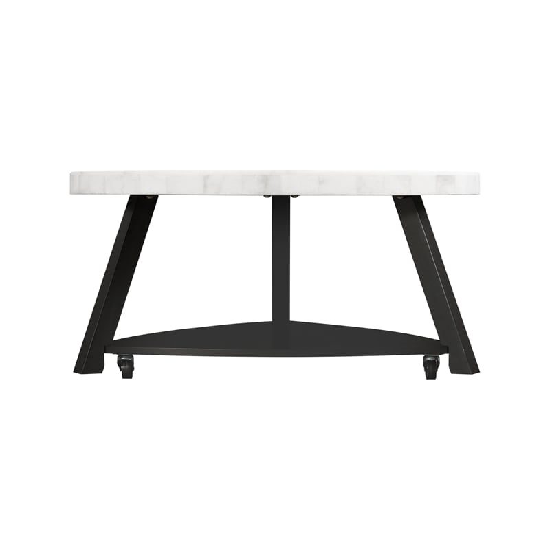 Bowery Hill Modern White Marble Top Coffee Table in White Marble