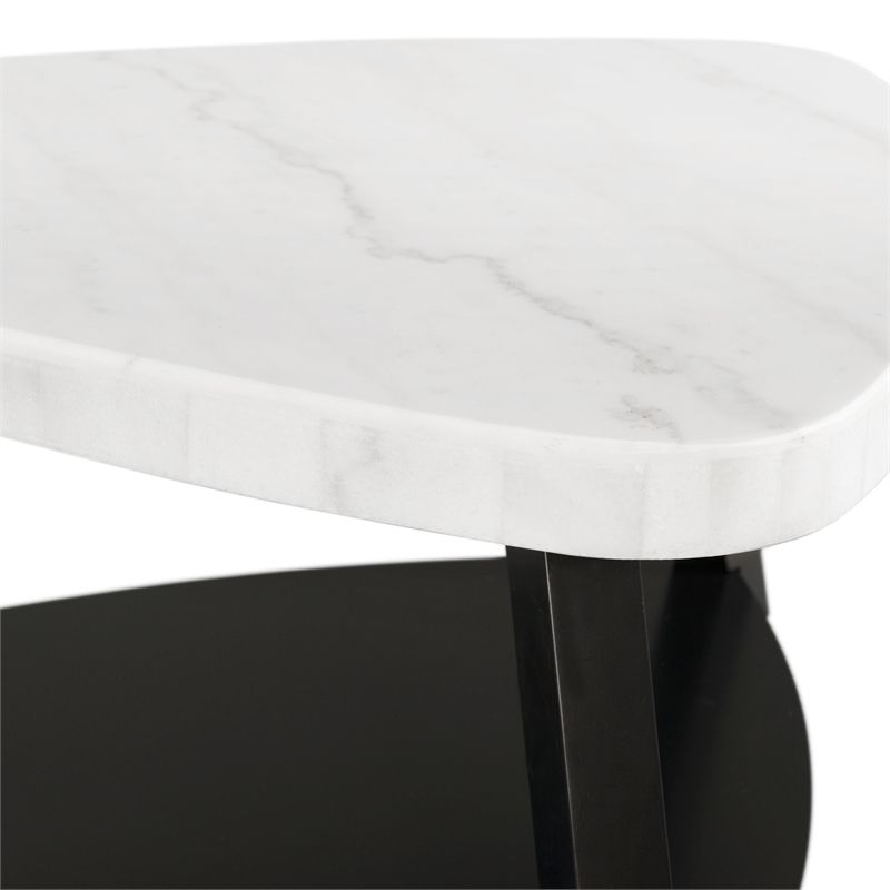 Bowery Hill Modern White Marble Top Coffee Table in White Marble