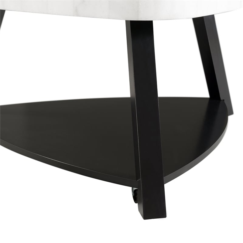 Bowery Hill Modern White Marble Top Coffee Table in White Marble