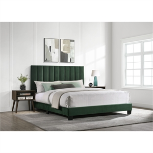 bowery hill modern upholstered queen platform bed with nightstands