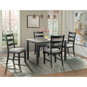 Bowery Hill Contemporary Gray 5PC Dining Set with Table & Four Chairs