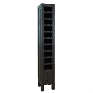 bowery hill mid-century 20 bottle wine rack in brown distressed finish