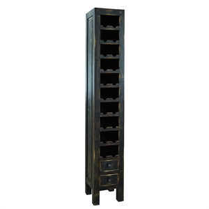 bowery hill mid-century 20 bottle wine rack in black distressed finish